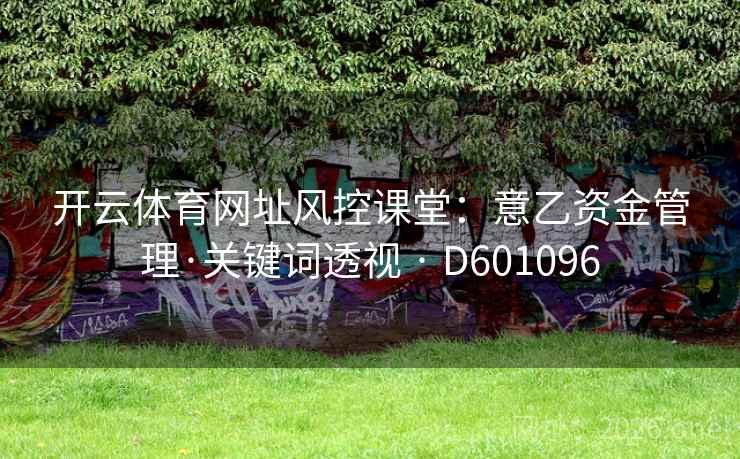 开云体育网址风控课堂:意乙资金管理·关键词透视 · D601096 第2张 开云体育网址风控课堂:意乙资金管理·关键词透视 · D601096 第2张